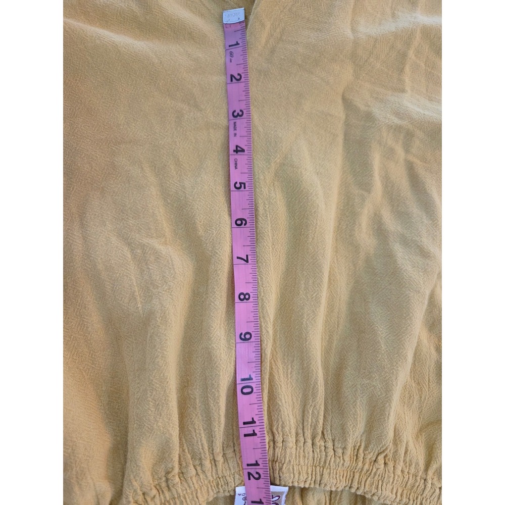 Oh My Gauze! Tapered Pants Size 3 Yellow Cotton Elastic Waist Lagenlook Boho - Picture 5 of 10